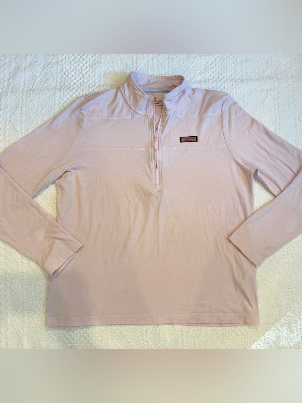 Vineyard Vines Quarter Zip Pullover Sweater Womens XL Pink Cotton Knit Golf